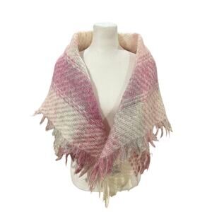 Avoca Handweavers Cozy Shawl Wrap Small Lap Blanket Pink Wool 36" Square Ireland